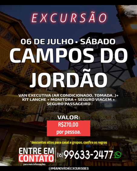 14 e 21/12 BATE E VOLTA para Campos de Jordão